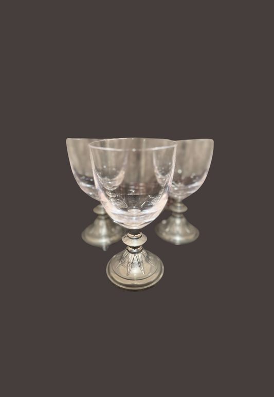 Vintage Etains Du Manor Pewter Wine Glasses Gothic Style