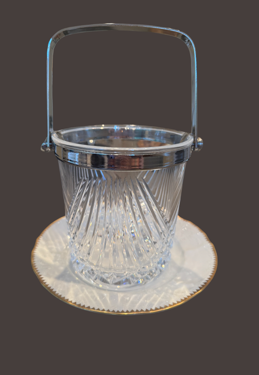 Vintage Cristal d'Arques Ice Bucket with Silver Handle