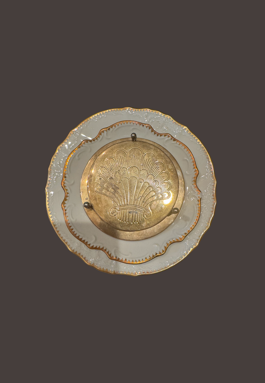 Vintage Set of 4 Art Deco Brass Shell Embossed Coasters