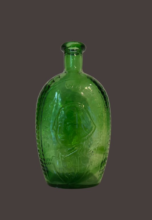 Vintage Eaton Glass General Washington and Eagle Embossed Green Bottle