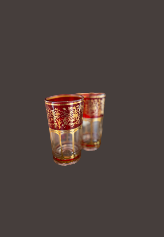 Vintage Set of 6 Bohemian Red/Cranberry Cordial Glasses