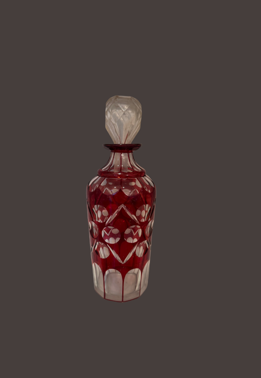 Vintage Ruby/Cranberry Glass Crystal Decanter