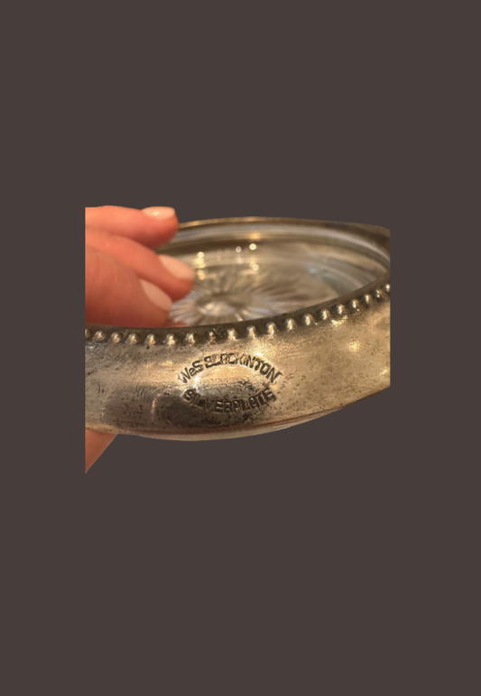 Vintage W&S Blackinton Silver and Glass Coasters