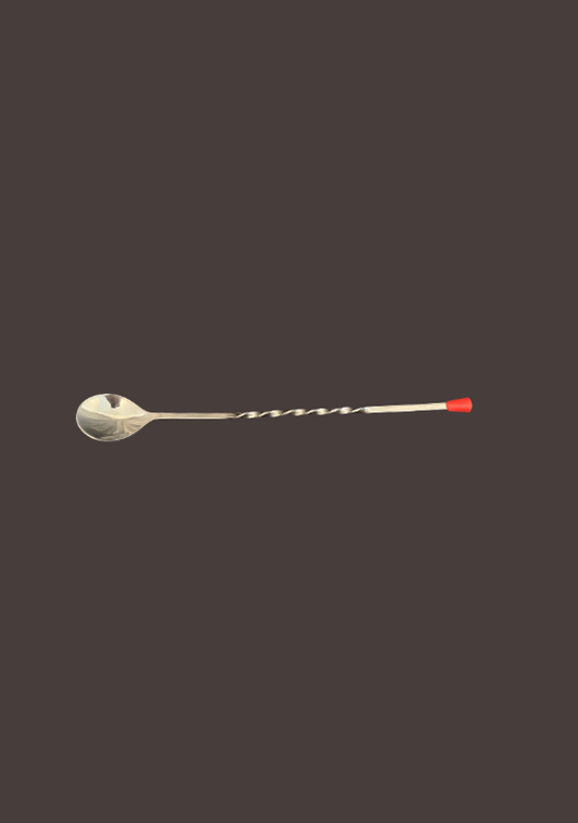 Vintage Silver and Red Twisted Long Stirrer