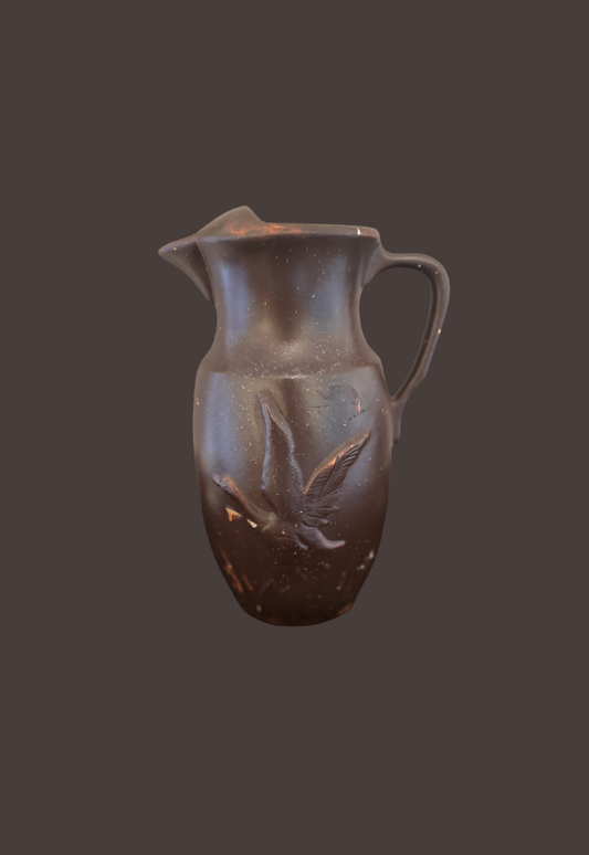Vintage Flying Geese Brown Stoneware Pitcher