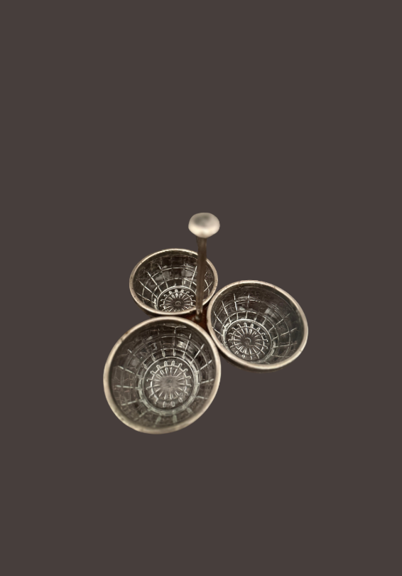 1930's Art Deco Glass and Silver Trio Dish