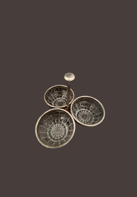 1930's Art Deco Glass and Silver Trio Dish
