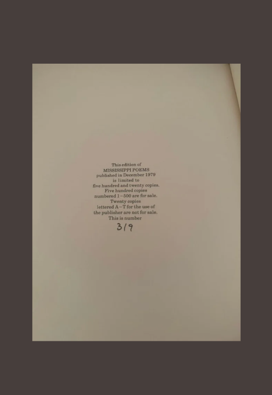Rare Book: William Faulkner Numbered Poems Book 1979