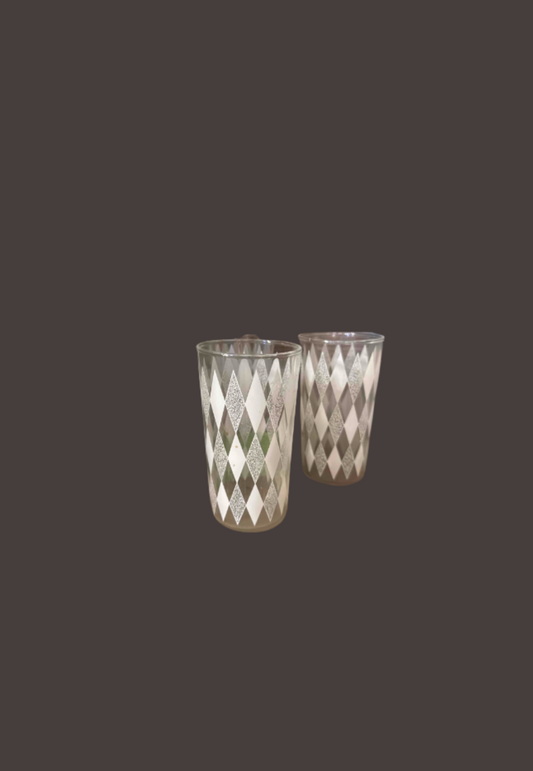 Vintage Mid Century Diamond Pattern Drinking Glasses